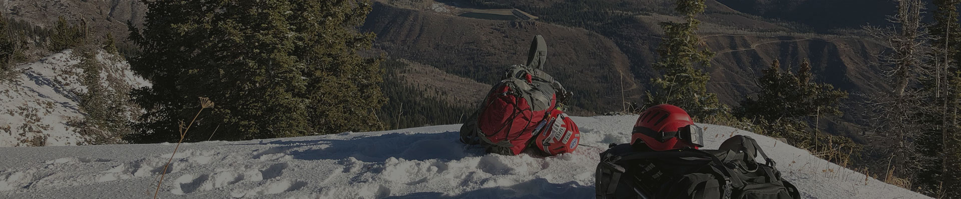 Rescuer gearing up in winter conditions